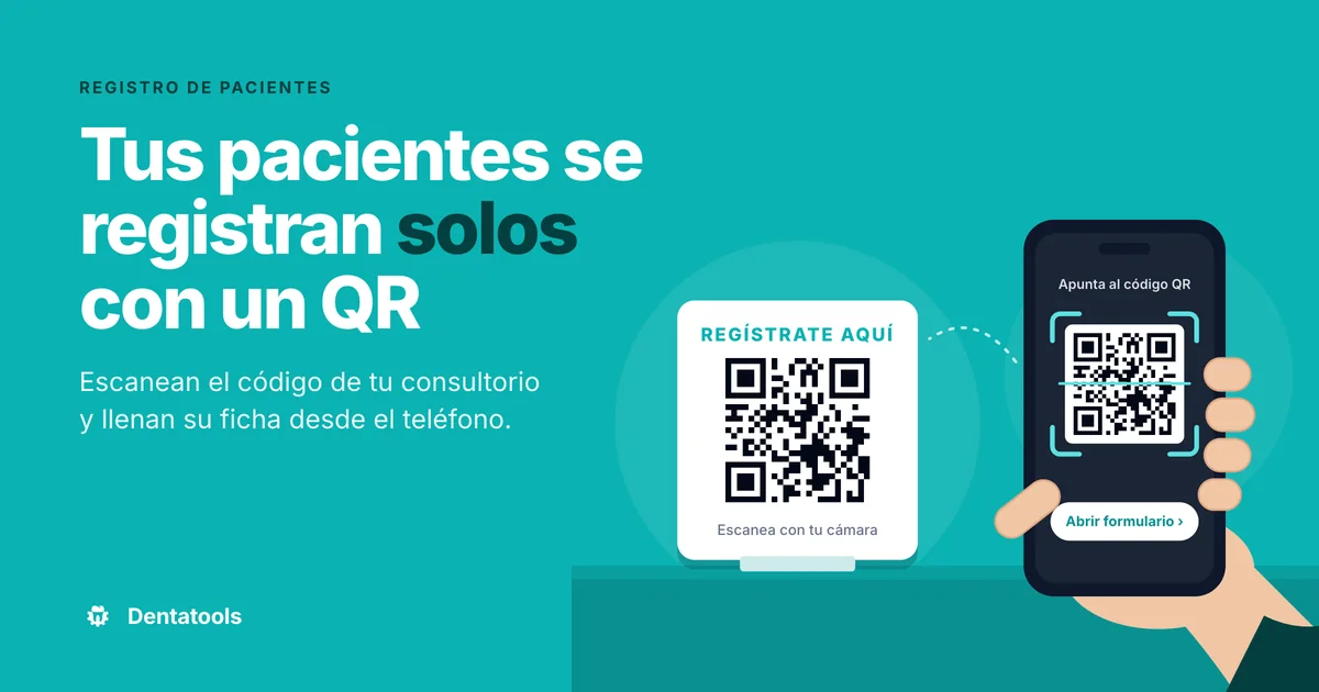Ilustración: un paciente escanea el código QR del consultorio con su teléfono para registrarse