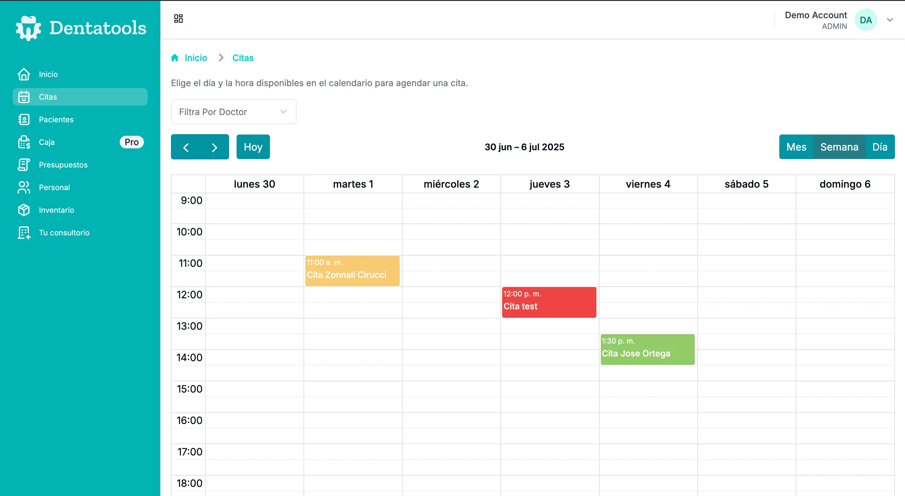 calendario dentatools