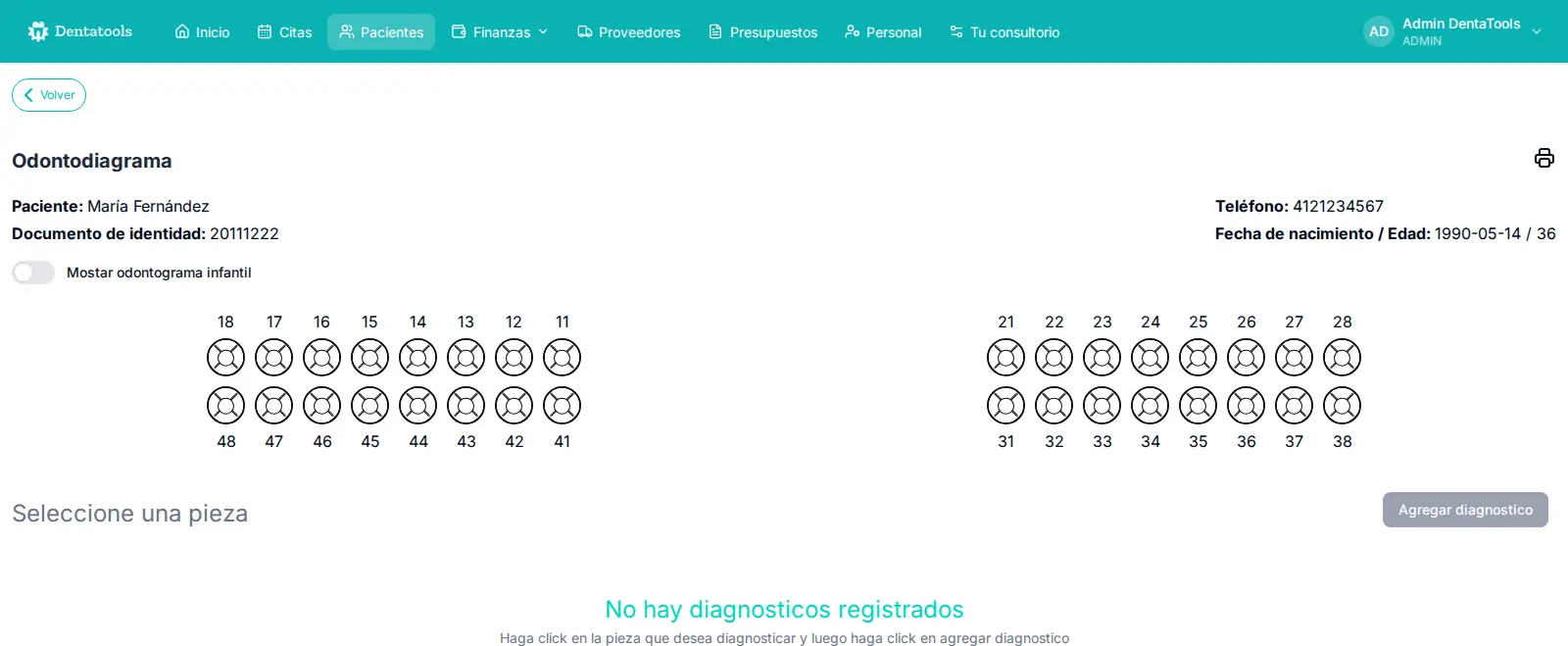 Odontograma digital interactivo para odontólogos en Venezuela — Dentatools